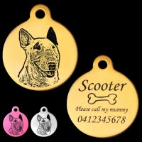 Australian Bull Terrier Engraved 31mm Large Round Pet Dog ID Tag